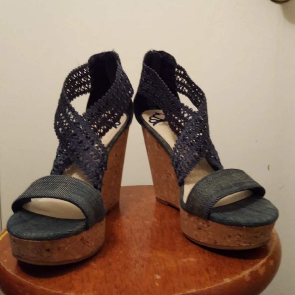Denim Wedge Heels